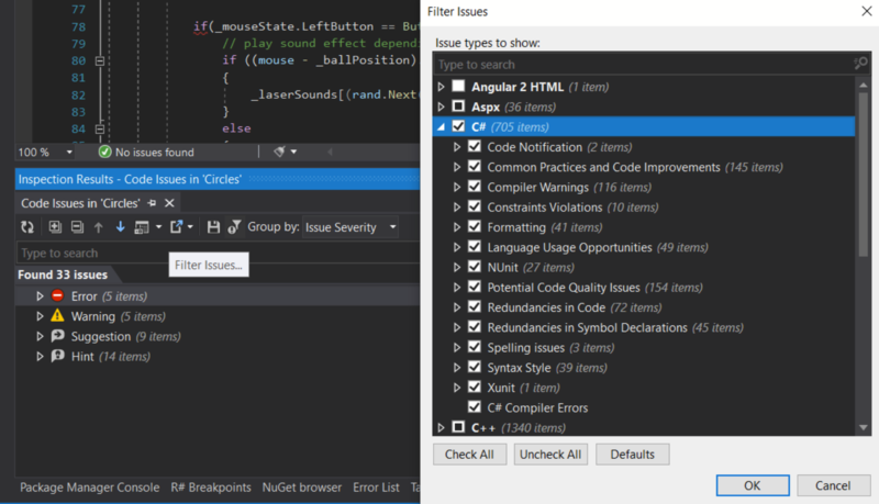 Datei:Visual Studio Code Issue Anzeige Einstellungen.png